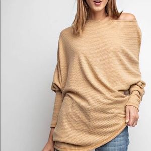 Mustard off the shoulder dolman sweater